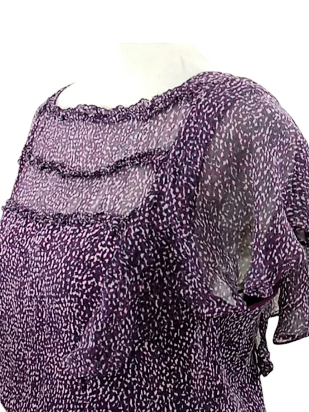 Parker Ruffle Silk Mini Dress in Funfetti Purple Size Small